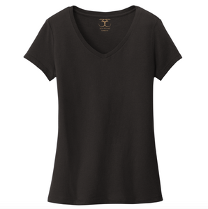 black women's v-neck 100% cotton short sleeve t-shirt.
