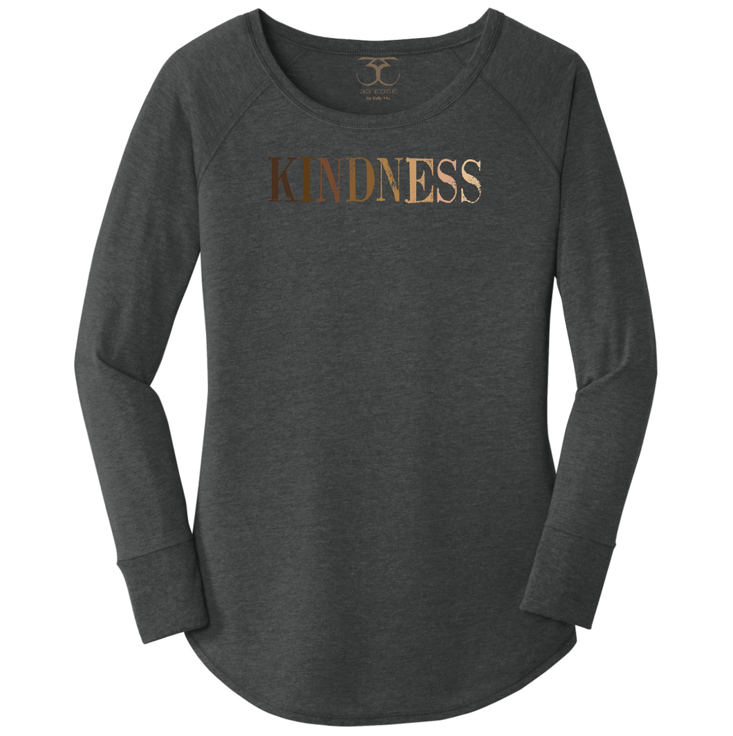 women's long sleeve wide neck t-shirt in black frost with 